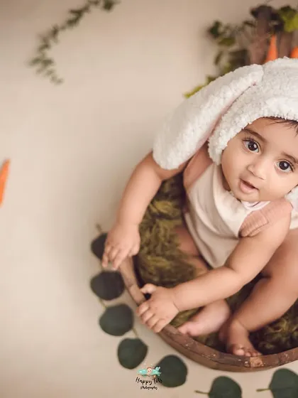 Even when they're wide awake, we have so much fun. This adorable bunny theme is perfect for capturing the curious and bright-eyed expressions of your little one.