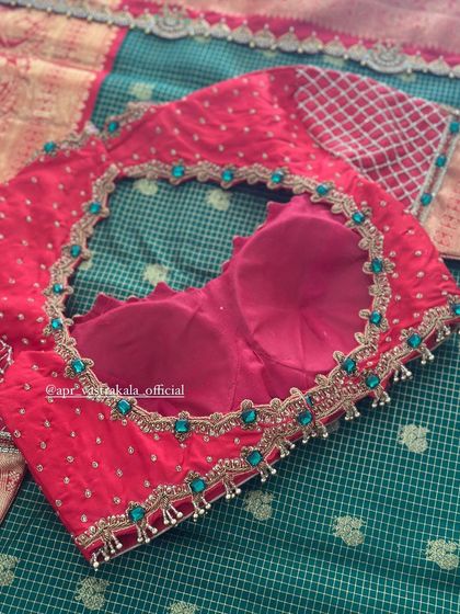 Another view of the red sheer back blouse.