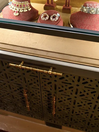 Inside the JJ Valaya store, our Bamboo cabinet handles adorn the intricate display cases. The hardware becomes part of the luxurious experience, complementing the fine jewelry within.