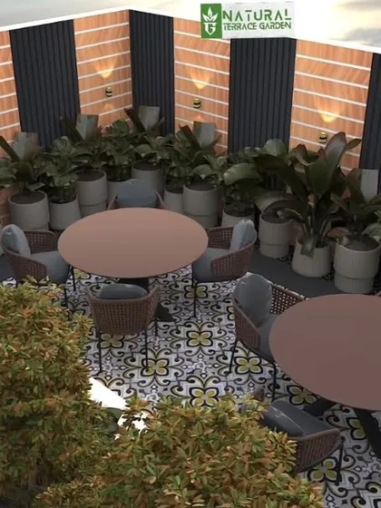 An aerial view of the proposed outdoor restaurant concept.