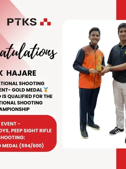 A moment of immense pride. Here is our champion, Shlok Hajare, after winning the Gold Medal at the CISCE National Shooting Tournament with an incredible score of 594/600 in the Under-17 peep sight rifle event.