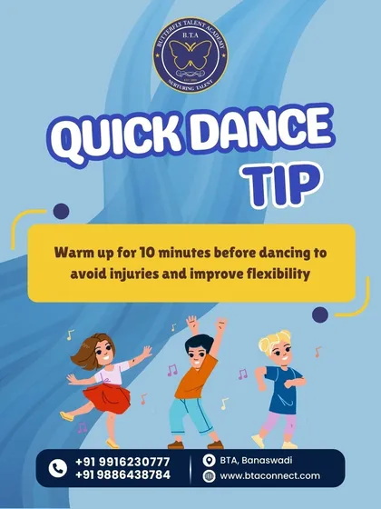 A quick dance tip from our experts. Warming up is crucial for preventing injuries and improving flexibility, which is why every dance class at our academy begins with a proper warm-up.