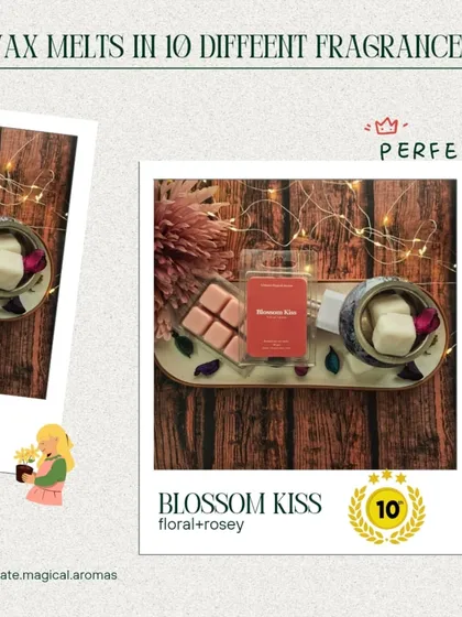 Featuring my 'Blossom Kiss' wax melts. These are a great way to elevate your home fragrance game, especially during the summer.