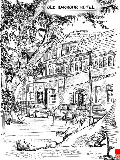 A sketch of the Old Harbour Hotel in Fort Cochin, a 300-year-old heritage building. This piece is part of my 'Kochi Walks' series, an ode to the city's historic monuments and unique architecture.