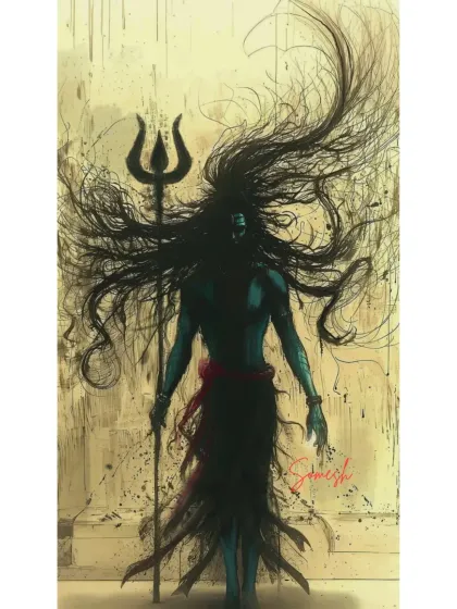 This is my digital painting of Mahakaal, the fierce form of Lord Shiva. I wanted to capture his raw, timeless energy, from the wildness of his hair to the power in his Trishul. This piece is a blend of my spiritual devotion and modern digital art.