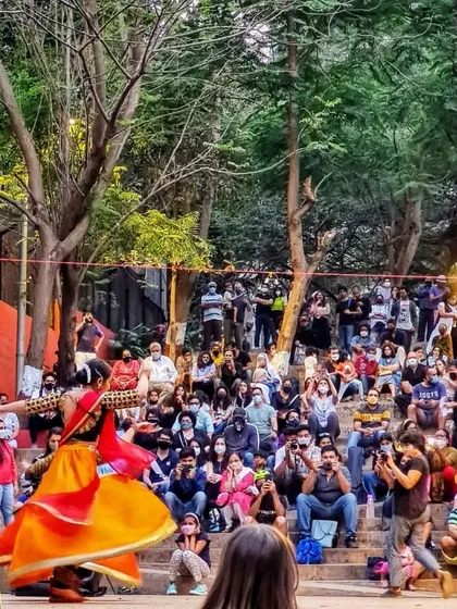 A classical dancer performs for an engaged audience at the Festival at The Steps. This image embodies our success in activating public spaces through art and culture, creating a platform where the community can gather and connect.