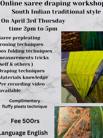 This flyer for an April workshop includes fluffy pleats technique as a complimentary topic.