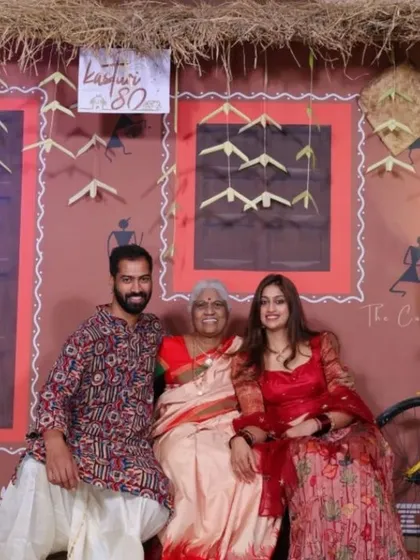 The heart of the celebration. The birthday matriarch surrounded by her loved ones, creating a timeless portrait in front of the nostalgic backdrop we designed to honor her 80-year journey.