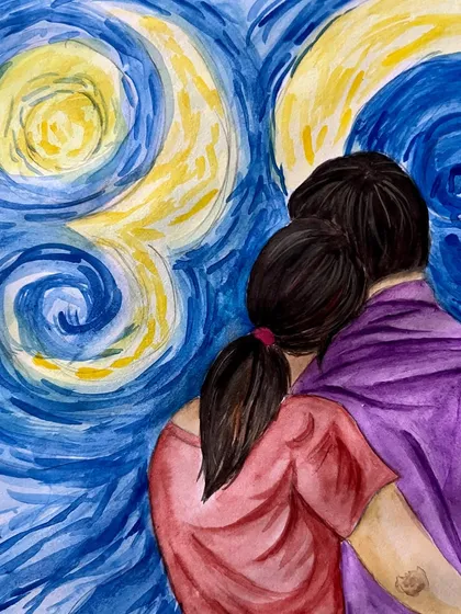 Inspired by the masters, this piece reimagines a personal photo in the style of Van Gogh's 'The Starry Night'. It’s a great example of how I can blend your story with iconic art styles.