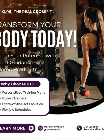 Transform Your Body Today! A graphic highlighting our personalized plans, expert trainers, and state-of-the-art facilities.