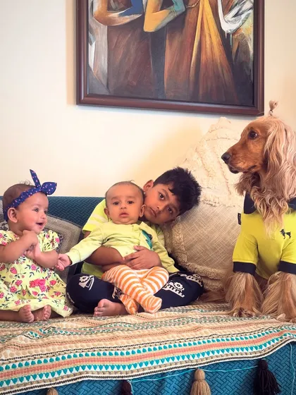 Posto keeping a watchful eye on the babies. He takes his role as the eldest very seriously.