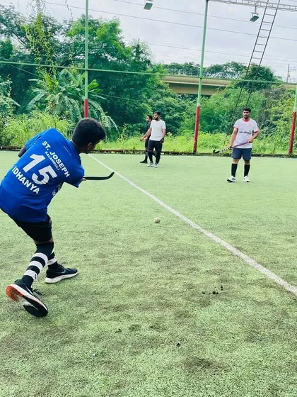 A junior player takes a shot during a Sunday practice session. We encourage our young talent to be confident and take their chances.