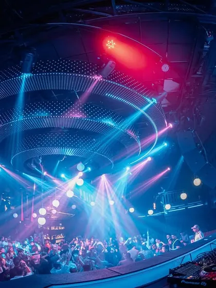 The light show at Prism in Mohali is always spectacular. This shot captures the beams of light cutting through the club.