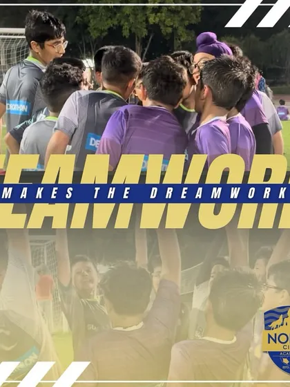Teamwork makes the dream work. Our academy players in a team huddle, learning the values of unity and collaboration from a young age.