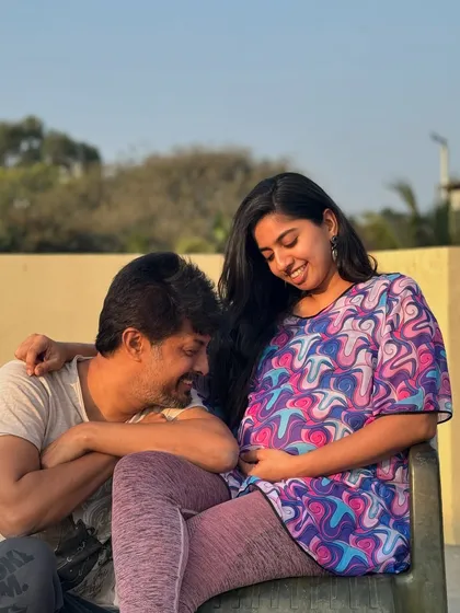 Simple, happy moments on our terrace. My husband listening to the baby's kicks was a daily ritual.