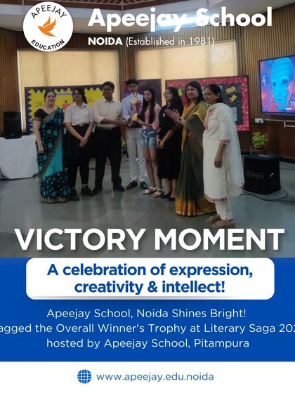 A moment of victory for our talented students as they bag the Overall Winner's Trophy at Literary Saga 2025. This celebration of expression, creativity, and intellect is a testament to their hard work and our school's commitment to the arts.