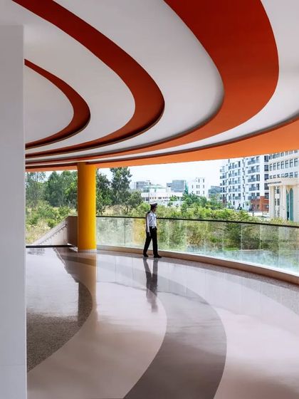 Points of view and visual relationships are central to our design for the MARC Auditorium. This image captures the layered, open corridors that connect the building to its surroundings.