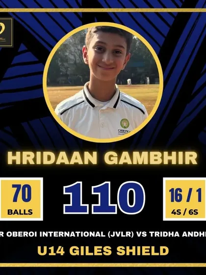 A brilliant 70-ball 110 from our young player Hridaan Gambhir in the U14 Giles Shield.