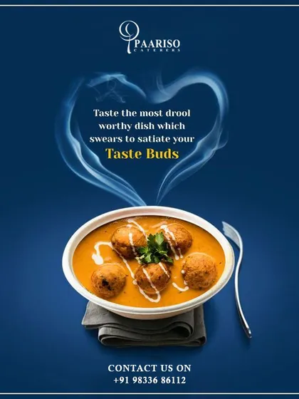 A drool-worthy bowl of our creamy kofta curry, designed to satiate your taste buds. The steaming heart shape signifies the love we put into our cooking.