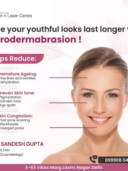 Microdermabrasion is a non-invasive procedure that helps address premature aging, uneven skin tone, and skin congestion. It gently exfoliates the top layer of skin to reduce fine lines, age spots, blackheads, and enlarged pores.