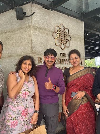Another photo with Akul Balaji and friends at The Rameshwaram Cafe. I consult on creating an experience that generates organic buzz and attracts influential patrons.
