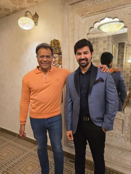 With my senior, Mr. Aman Lekhi. Seeking blessings from elders and mentors is a cherished tradition that provides invaluable guidance for the journey ahead.