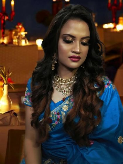 Another shot of this elegant evening makeup, showing how it looks in a softly lit environment.