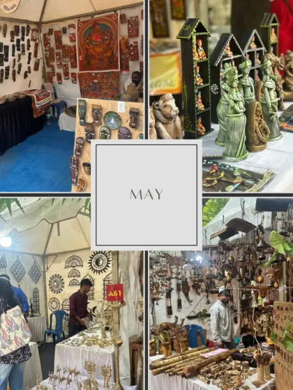 A recap of May's events, focused on artisan markets and craft fairs. This collage highlights my specialization in setting up stalls and environments for local artisans to showcase their work.