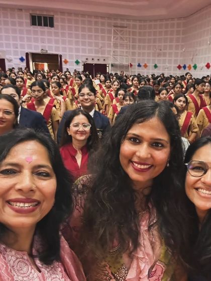 A selfie with fellow attendees in a packed auditorium at Mayo College. The energy and enthusiasm of the students were truly infectious.