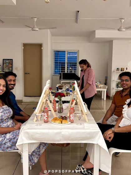 All smiles at our Valentine's sip-and-paint event. It's about creating art and making memories.