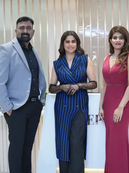 Actress Sai Tamhankar with my team at the grand opening of our Amanora clinic. We are proud to have such celebrated figures endorse our commitment to excellence in hair and skin care.