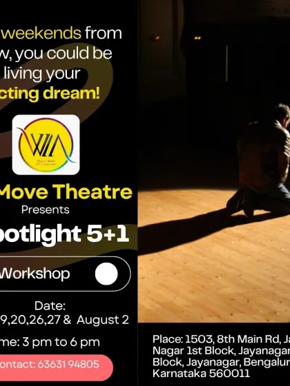 The spotlight is calling. Our Spotlight 5+1 workshop is the perfect first step for aspiring actors. This poster gives you a glimpse into a structured, practical program designed to turn your passion into real, applicable skills.