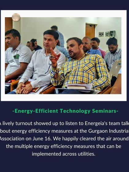This graphic summarizes our energy efficient technology seminar at the Gurgaon Industrial Association. The strong turnout demonstrated the industry's growing interest in implementing measures across utilities like air compressors, chillers, and boilers.