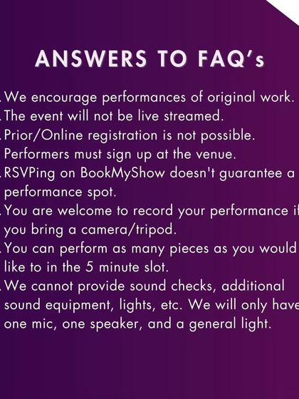 Answers to FAQs for our Open Mic Saturdays.