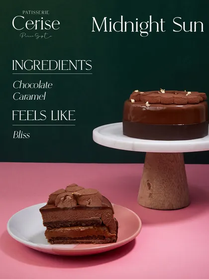 Here you can see the ingredients and the feeling of my Midnight Sun entremet. It’s a simple equation: chocolate plus caramel equals bliss.