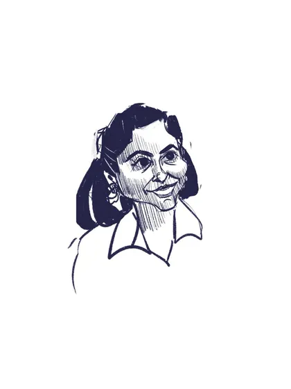 A digital ink sketch of another character from "Black Warrant."