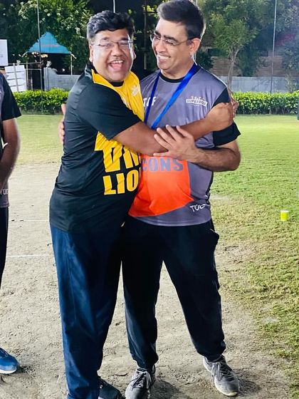 A moment of camaraderie between players from opposing teams after the final. This is the spirit of cricket we foster in our leagues.