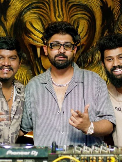 Posing with friends at Badmaash on a Saturday night.