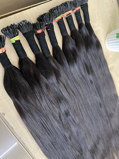 A large batch of our I-Tip permanent hair extensions, prepared for a wholesale order.