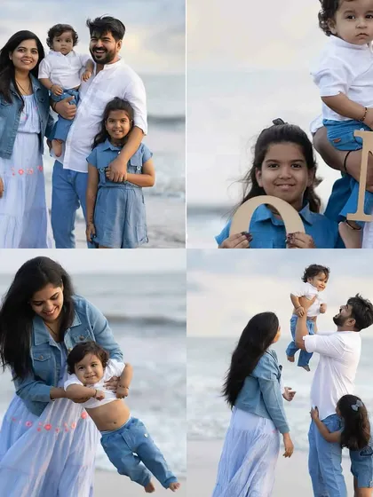 This family beach session collage showcases everything from group shots to playful moments, perfectly capturing a fun day by the water.