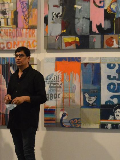 A birthday post for artist Ravikumar Kashi, known for his mixed-media works that explore urban life and visual culture.