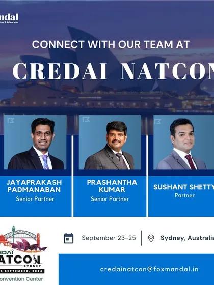 Our partners attending the CREDAI National NATCON in Sydney, Australia, as a session partner. This event allows us to engage with real estate industry leaders and share our legal expertise on a global stage, focusing on the growth of India's property sector.