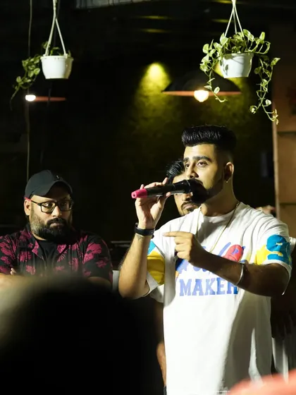 DJ Harsh Sharma addressing the attendees. We bring in artists who have built a massive following to inspire and guide our students on their own paths.