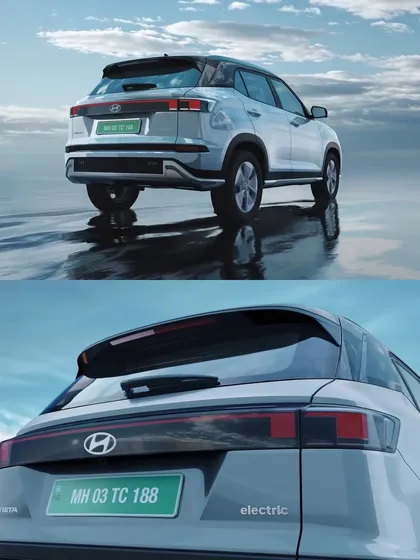 Close-up shots of the Hyundai Creta EV. Our lighting team meticulously lit the vehicle to highlight its design lines and features against the virtual background provided by our LED wall.