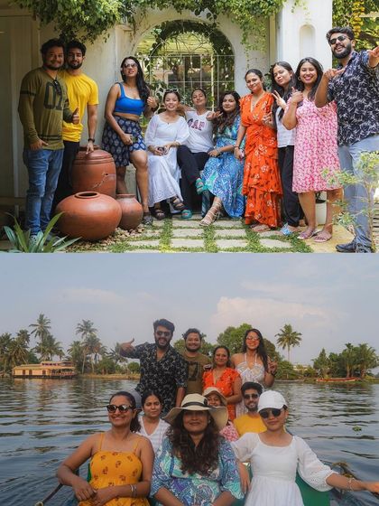 A tale of two Keralas. Our crew enjoying the French-inspired architecture of Fort Kochi and the serene backwaters of Alleppey. Our Kerala trip is a journey through diverse landscapes and cultures.