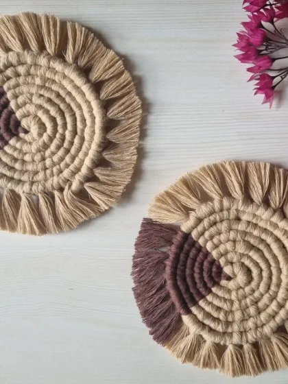 Another look at the brown and beige coasters, showing their perfectly flat and neat construction. I teach the trick to achieving this in my workshops.