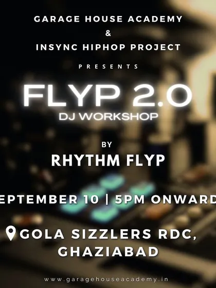 A simple and direct announcement for the FLYP 2.0 DJ Workshop, highlighting the date and location for our followers.