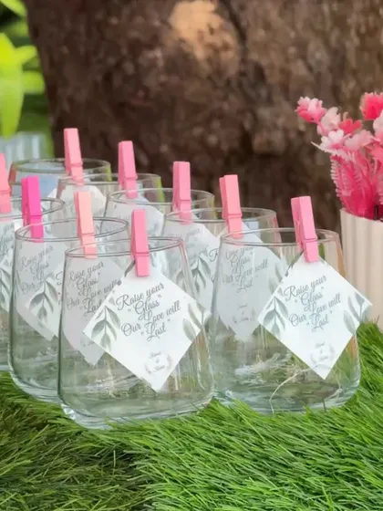 It's the tiny details that make an event personal. These custom tags clipped to drinking glasses add a charming and thoughtful touch for guests.