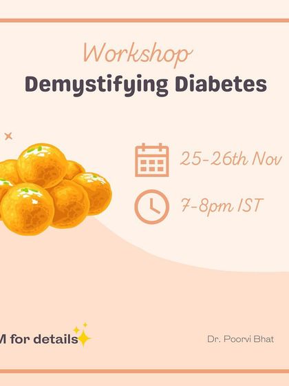 Announcing my "Demystifying Diabetes" workshop. This interactive session covers the foundations of Type 2 diabetes and my practical, sustainable approach to managing it without a restrictive diet.