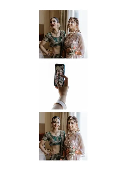 A wedding is also about the cherished friendships. This candid shot of the bride and her bridesmaid capturing their own memory with a selfie is a perfect example of the fun, behind-the-scenes moments I look for.